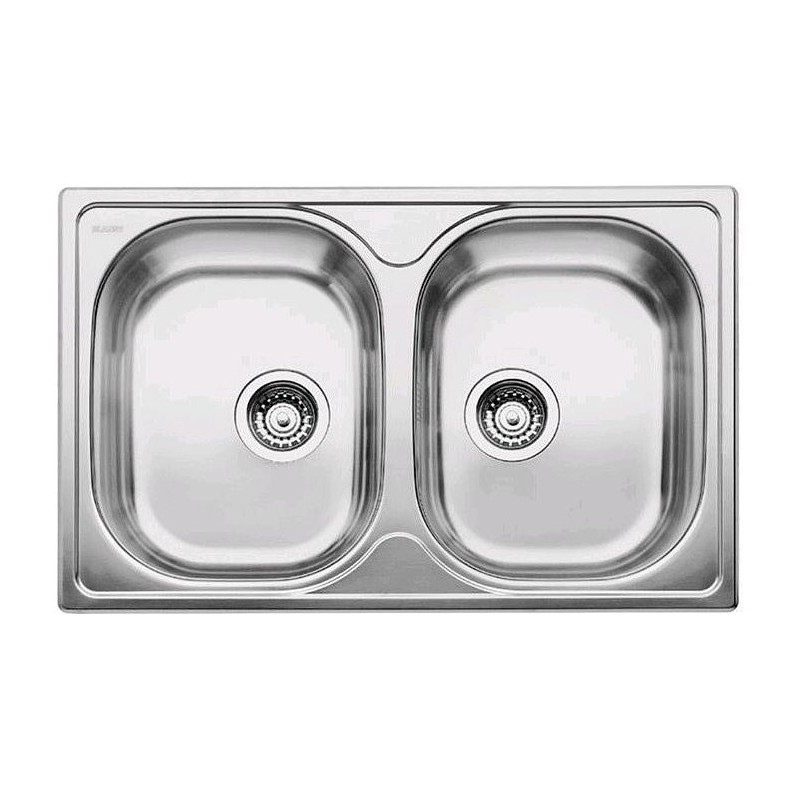 1324949 Évier double bac en acier inoxydable Blanco TYPE 8 1324949, 86 x 50 cm - À poser