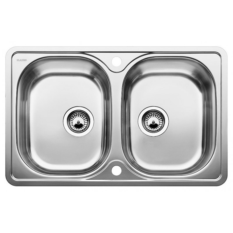 1620434 Blanco LANTOS 8-IF Compact 1620434 two-bowl sink in stainless steel 76.8x48.8 cm - Above-top / Flush-top