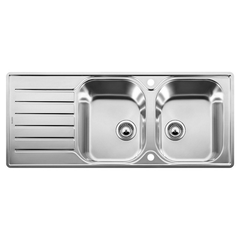 1619713 Blanco | LANTOS 8 S-IF Compact 1619713 116x50 cm stainless steel double bowl sink with drainer - Top/Flush