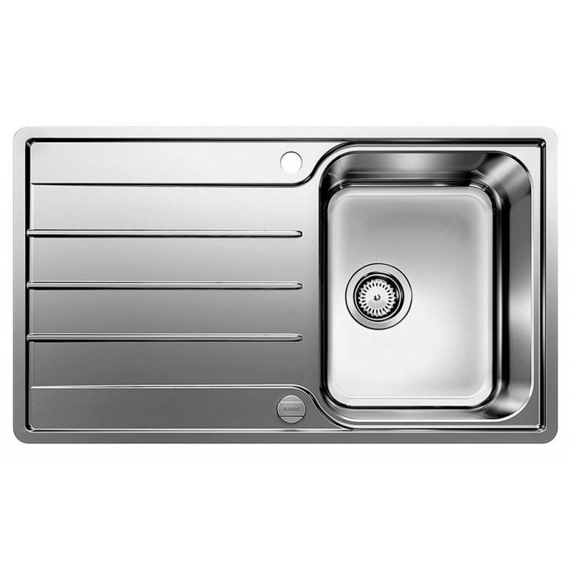 1523031 Blanco | LEMIS 45 S-IF 1523031 Évier simple bac en acier inoxydable avec égouttoir, 86 x 50 cm - À poser/À fleur de plan