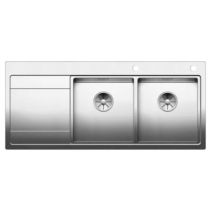 1521665 Blanco Two-bowl sink with left drainer DIVON II 8 S-IF 1519823 in stainless steel 116x51 cm - Above-top / Flush-top