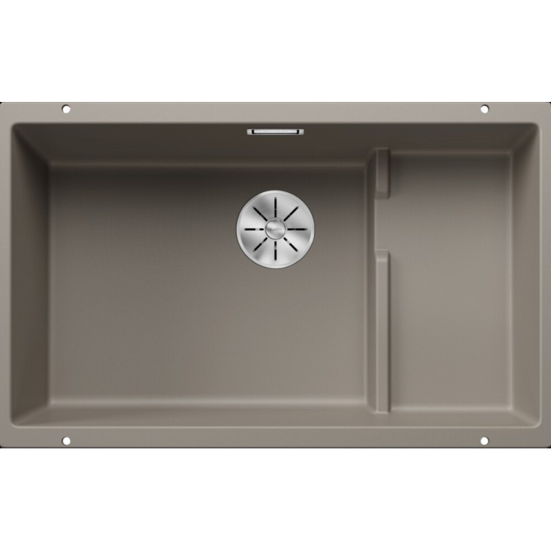 1523545 Blanco | Single-bowl sink with integrated right drainer SUBLINE 700-U Level 1518397 truffle finish 73x46 cm - Undermount