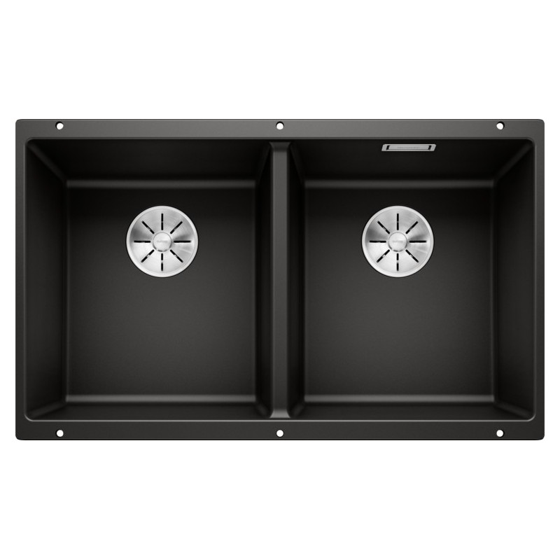 1525987 Blanco | SUBLINE 350/350-U 1525987 Évier double cuve, finition noire, 75,5 x 46 cm - À encastrer