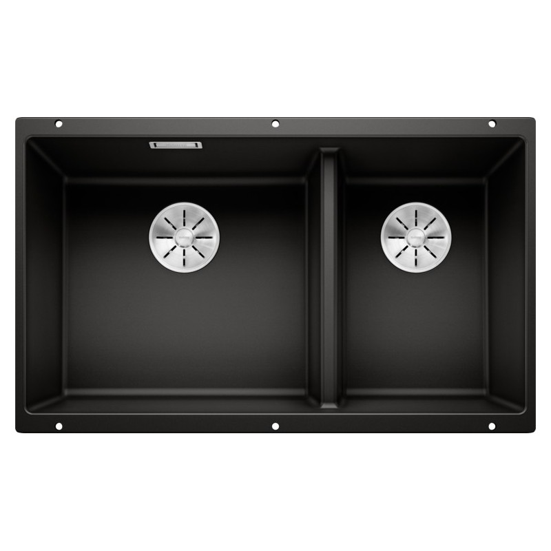 1525991 Blanco | SUBLINE 430/270-U 1525991 Fregadero de doble cubeta, acabado negro, 75,5 x 46 cm - Bajo encimera