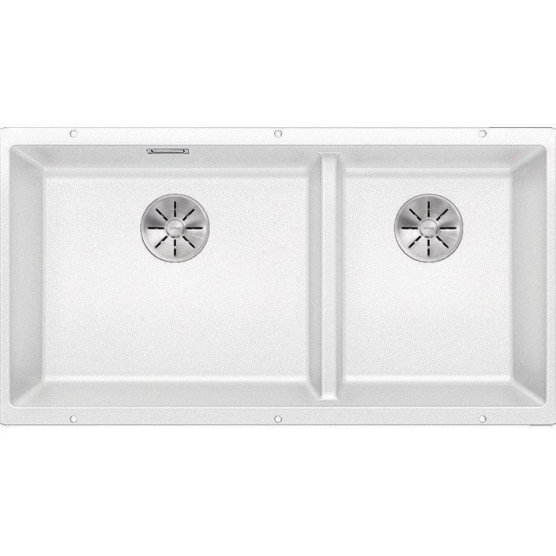 1523588 Évier double bac Blanco SUBLINE 480/320-U 1519478, finition blanche, 85,5 x 46 cm - À encastrer sous plan