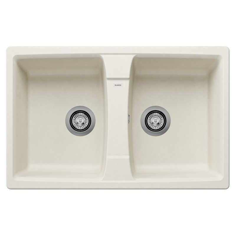 1537097 Blanco Lavello due vasche ZIA 8 1537097 finitura soft white da 78x50 cm - Sopratop - PROMOZIONE ATTIVA FINO AL 10/09