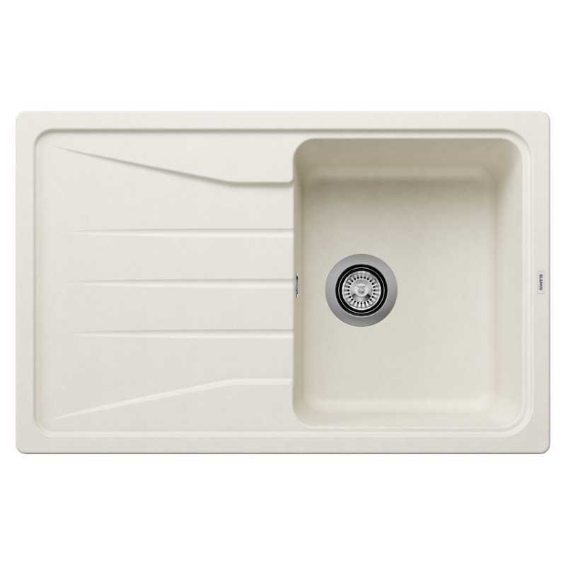 1527149 Fregadero de un seno Blanco con escurridor SONA 45 S 1527149, acabado blanco suave, 78x50 cm - Sobre encimera