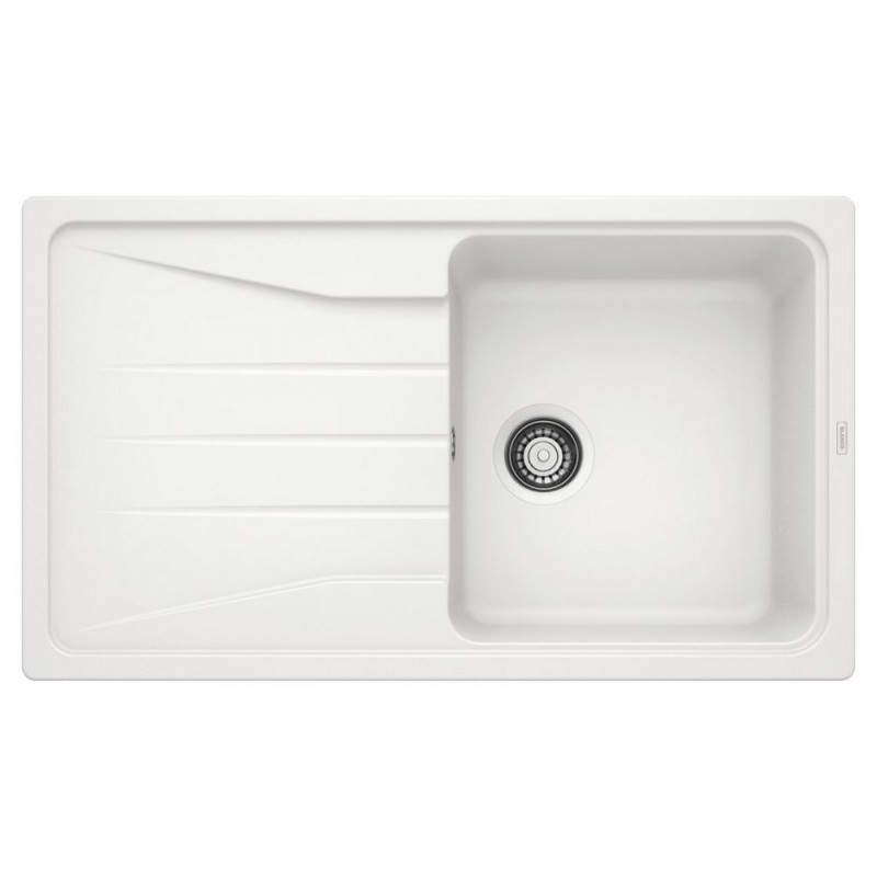 1519674 Blanco | Fregadero de un seno con escurridor SONA 5 S 1519674 acabado blanco, 86x50 cm - Sobre encimera