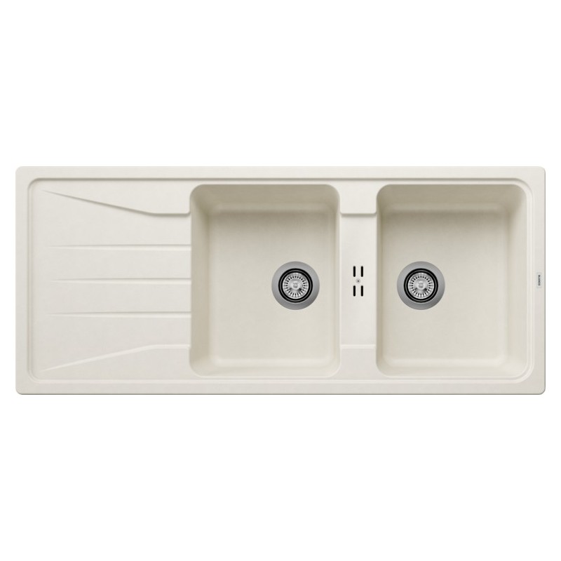 1527156 Évier double bac Blanco SONA 8 S 1527156 avec égouttoir, finition blanc doux, 116 x 50 cm - À poser