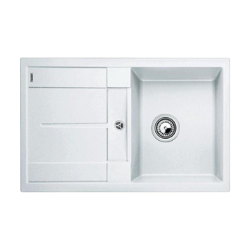1513187 Évier Blanco à une cuve avec égouttoir METRA 45 S 1513187, finition blanche, 78 x 50 cm - À poser