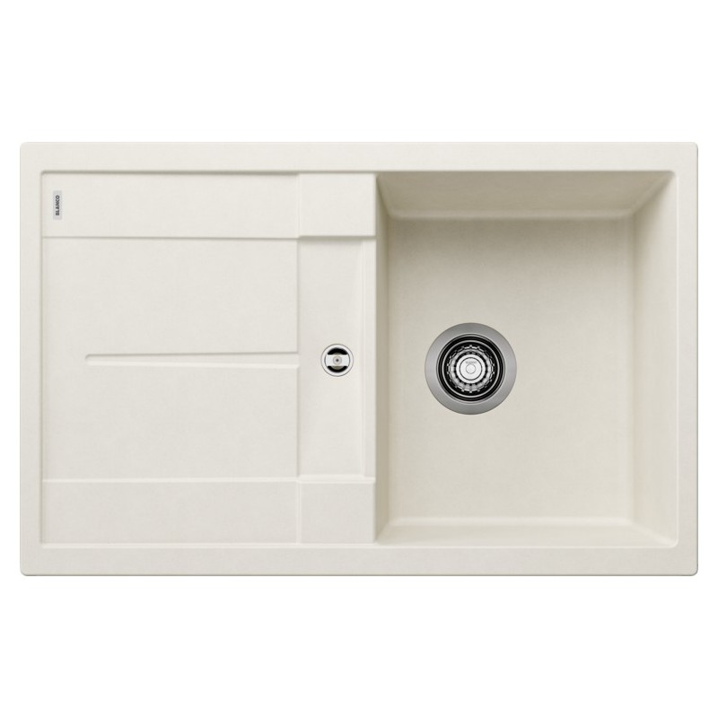 1527106 Fregadero de un seno Blanco con escurridor METRA 45 S 1527106, acabado blanco suave, 78x50 cm - Sobre encimera