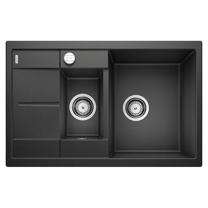 1525925 Blanco | Single-bowl sink with drainer and bowl METRA 6 S Compact 1525925 black finish, 78x50 cm - Above-counter