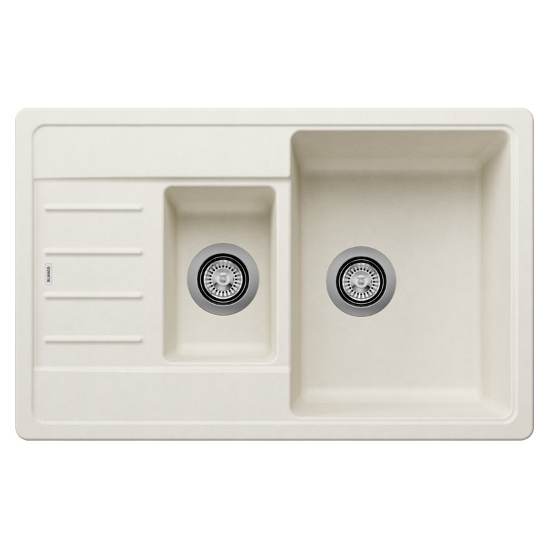 1527114 Blanco Lavello una vasca con vaschetta e gocciolatoio METRA 6 S Compact 1527114 finitura soft white da 78x50 cm - Sopratop - PROMOZIONE ATTIVA FINO AL 10/09