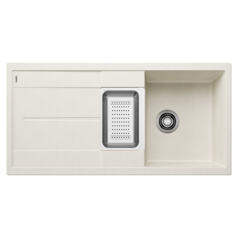 1527117 Blanco Lavello una vasca con vaschetta e gocciolatoio METRA 6 S 1527117 finitura soft white da 100x50 cm - Sopratop - PROMOZIONE ATTIVA FINO AL 10/09