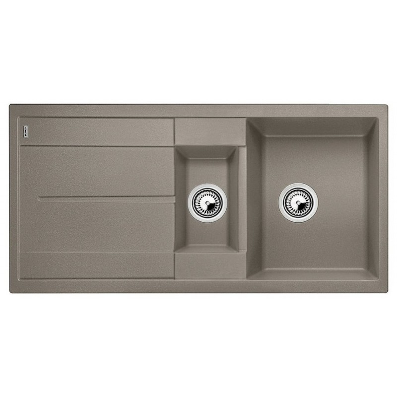 1517355 PRONTA CONSEGNA - Blanco Lavello una vasca con vaschetta e gocciolatoio METRA 6 S 1517355 finitura tartufo da 100x50 cm - Sopratop - PROMOZIONE ATTIVA FINO AL 10/09