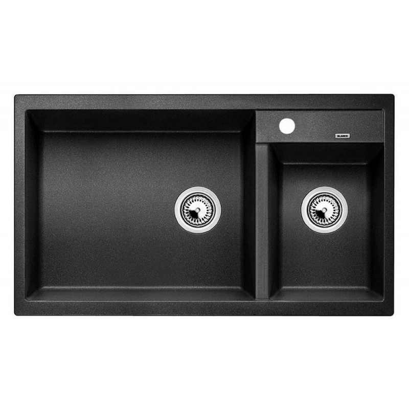 151327 PRONTA CONSEGNA - Blanco | Lavello due vasche con gocciolatoio METRA 9 1513273 finitura antracite da 86x50 cm - Sopratop