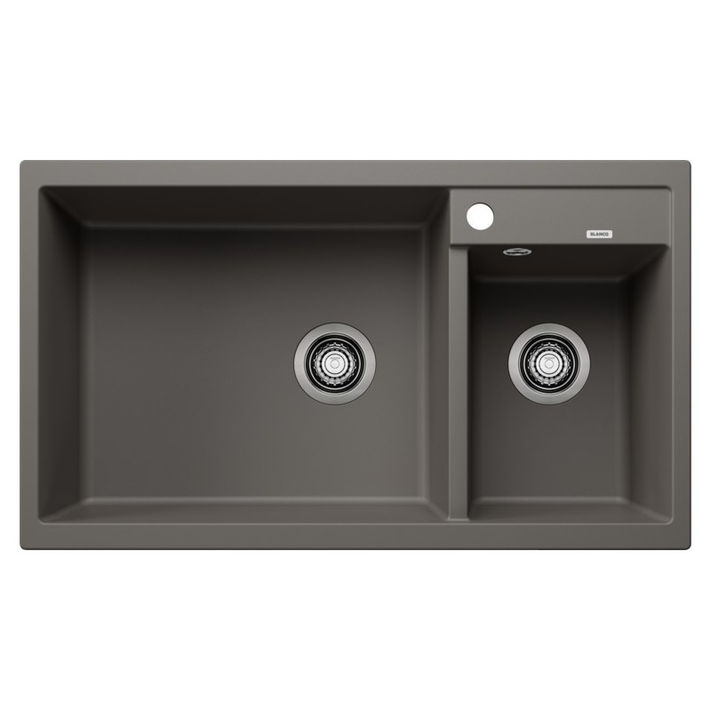 1527304 Blanco Lavello due vasche con gocciolatoio METRA 9 1527304 finitura grigio vulcano da 86x50 cm - Sopratop - PROMOZIONE ATTIVA FINO AL 10/09