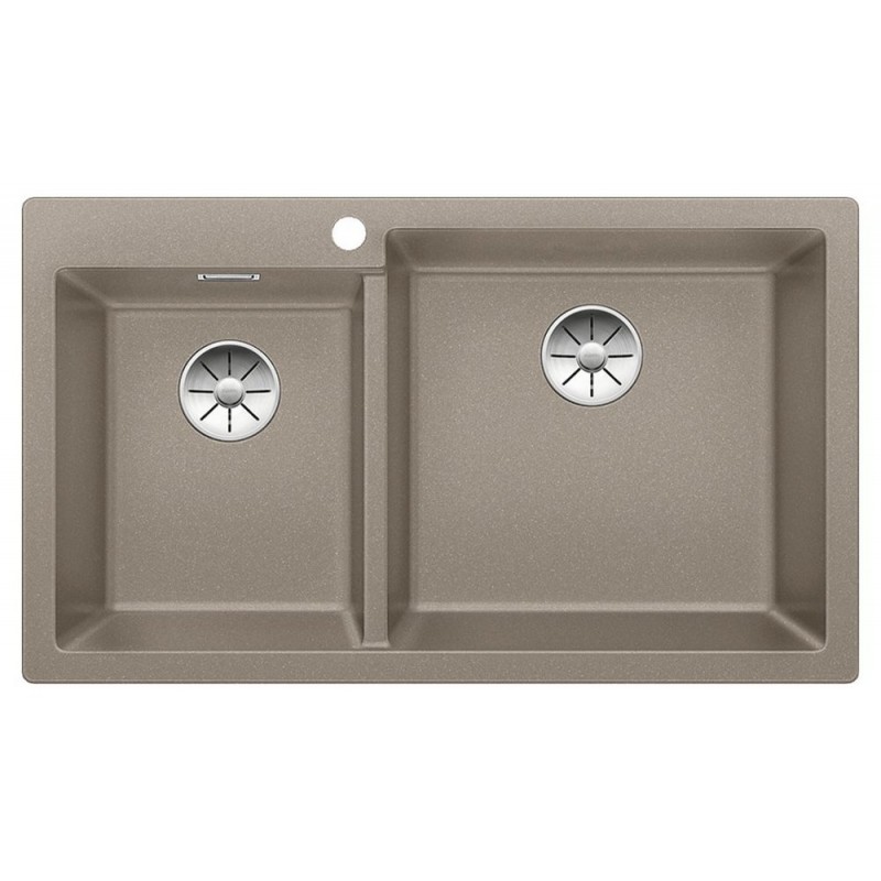 1523064 Évier double bac Blanco PLEON 9 1518352, finition truffe, 86 x 50 cm - À poser
