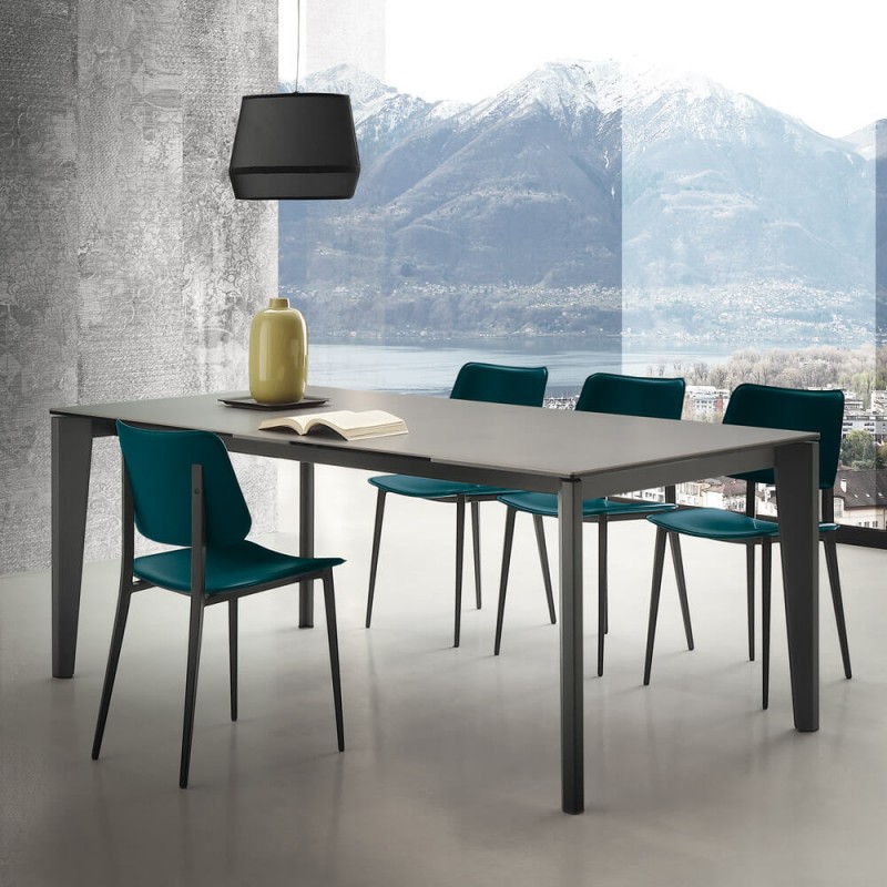 S 07 MERLINO 100_150 X.ABITAre Extendable table Merlino art. S07 with metal structure and top of your choice 100(150)x100 cm