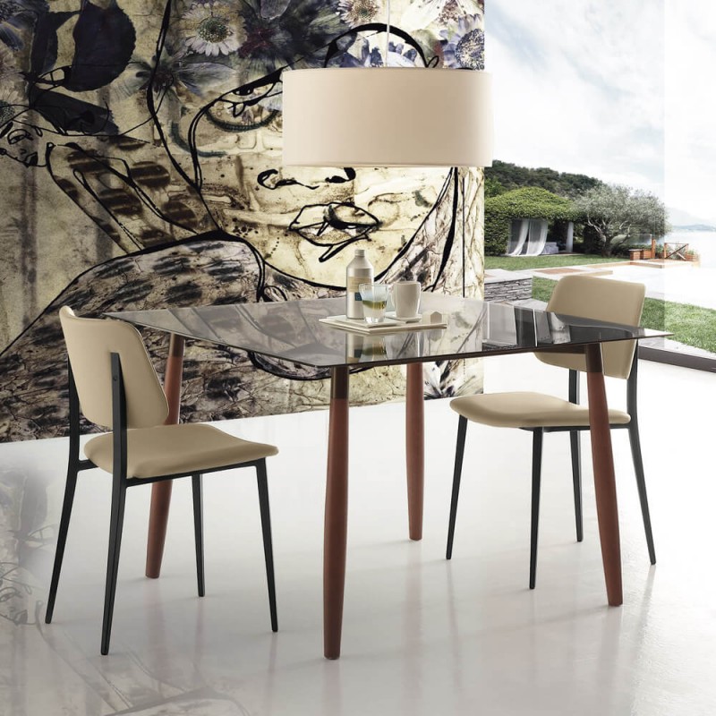 S 09 MENELAO 200 X.ABITAre Table ovale fixe Menelao art. S09 avec structure en métal et plateau au choix 200x100 cm