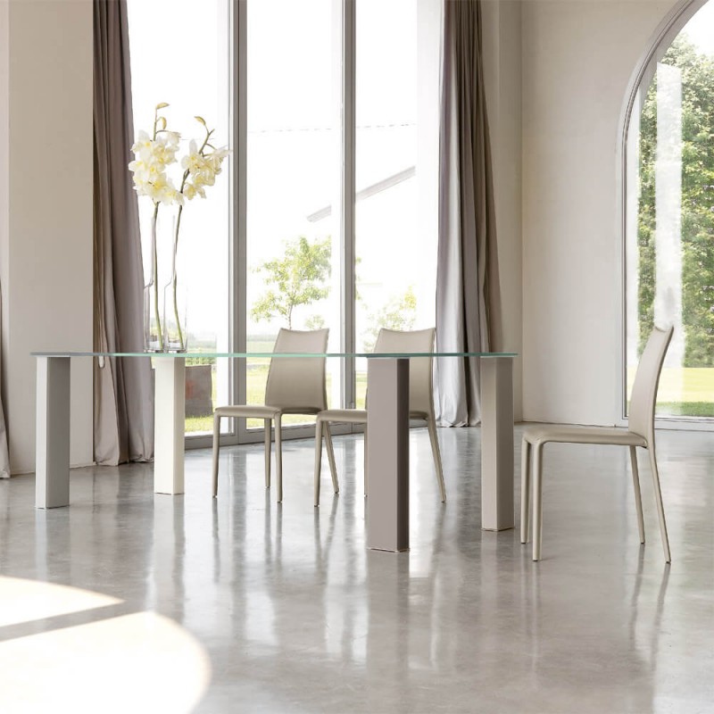 S 64 ROMOLO 200 X.ABITAre Romolo fixed table art. S64 with legs of your choice and glass top 200x100 cm - 6 Legs