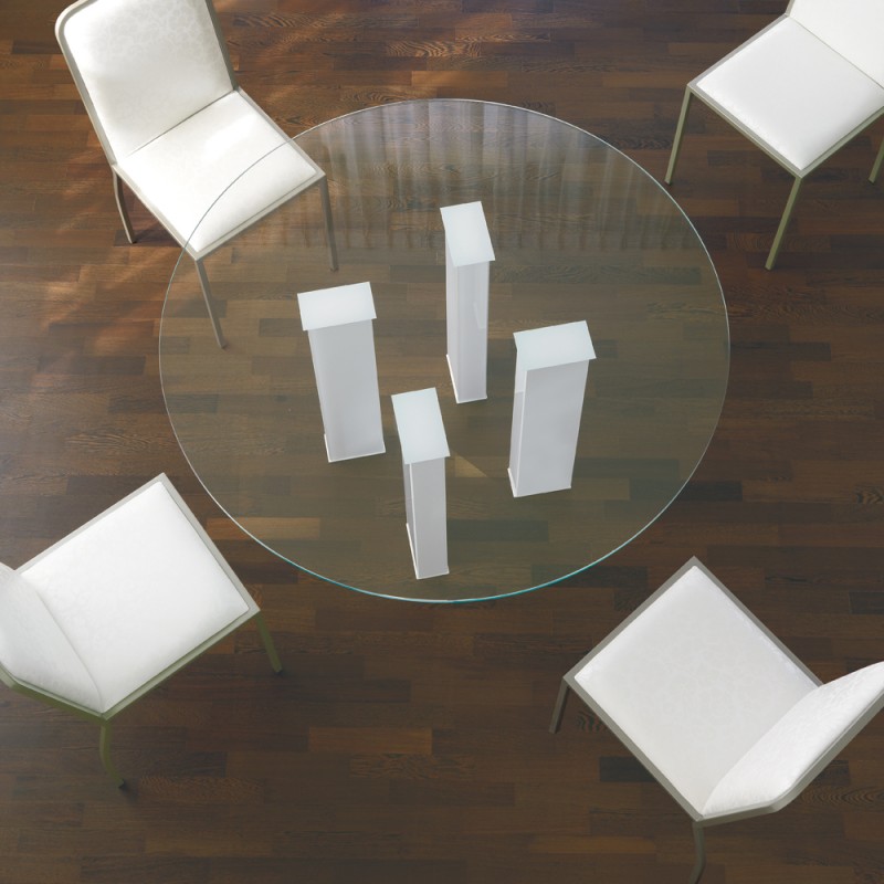 S 64 ROMOLO 150 X.ABITAre Fixed round table Romolo art. S64 with legs of your choice and Ø150 cm glass top
