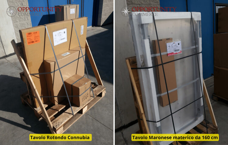 Imballaggio su pallet per tavoli e arredamento